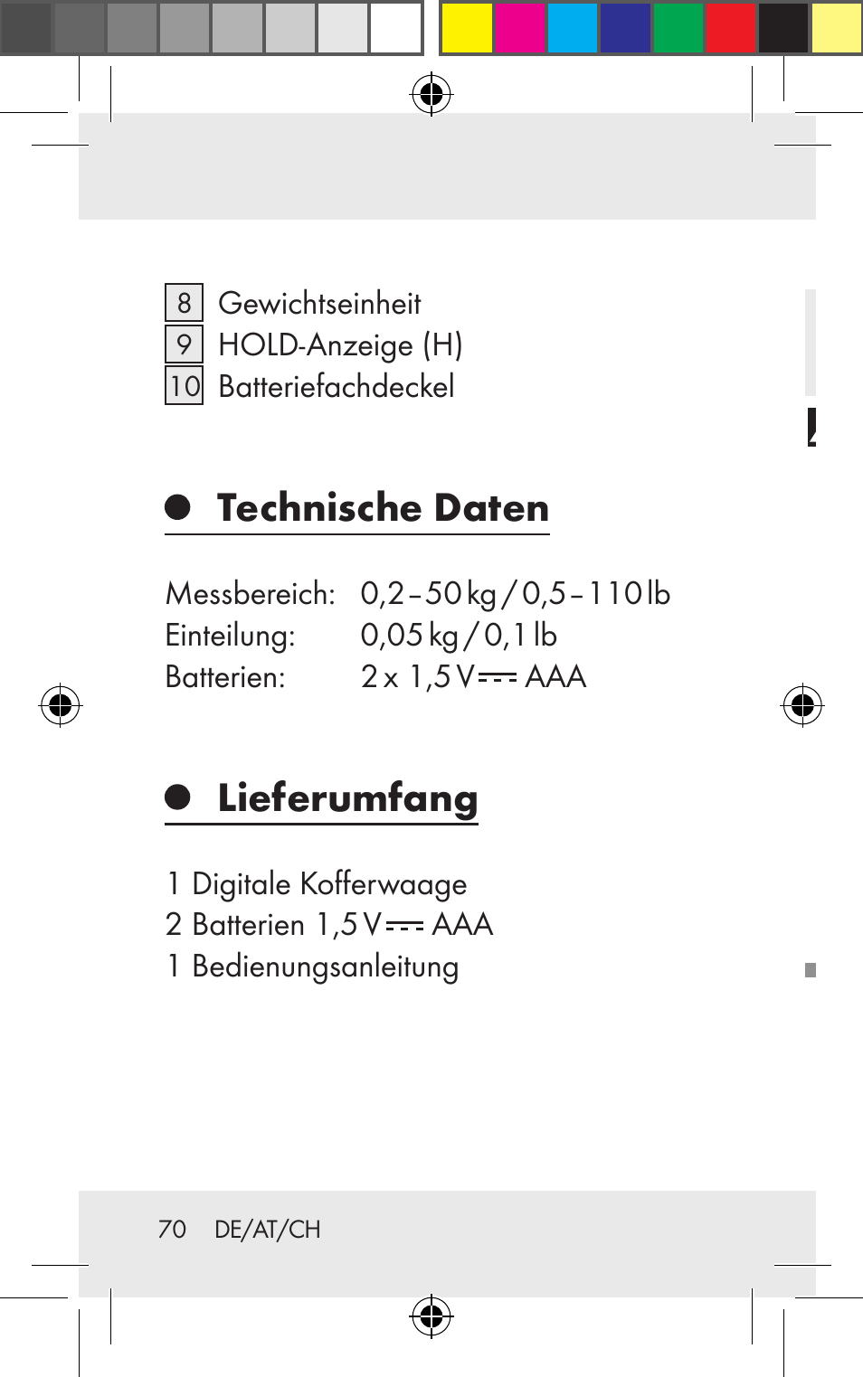 Technische daten, Lieferumfang, Sicherheitshinweise | Silvercrest Z31123 User Manual | Page 70 / 84