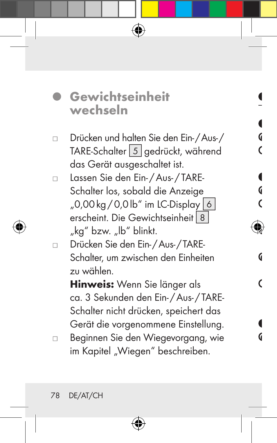 Gewichtseinheit wechseln, Fehler beheben | Silvercrest Z31123 User Manual | Page 78 / 84