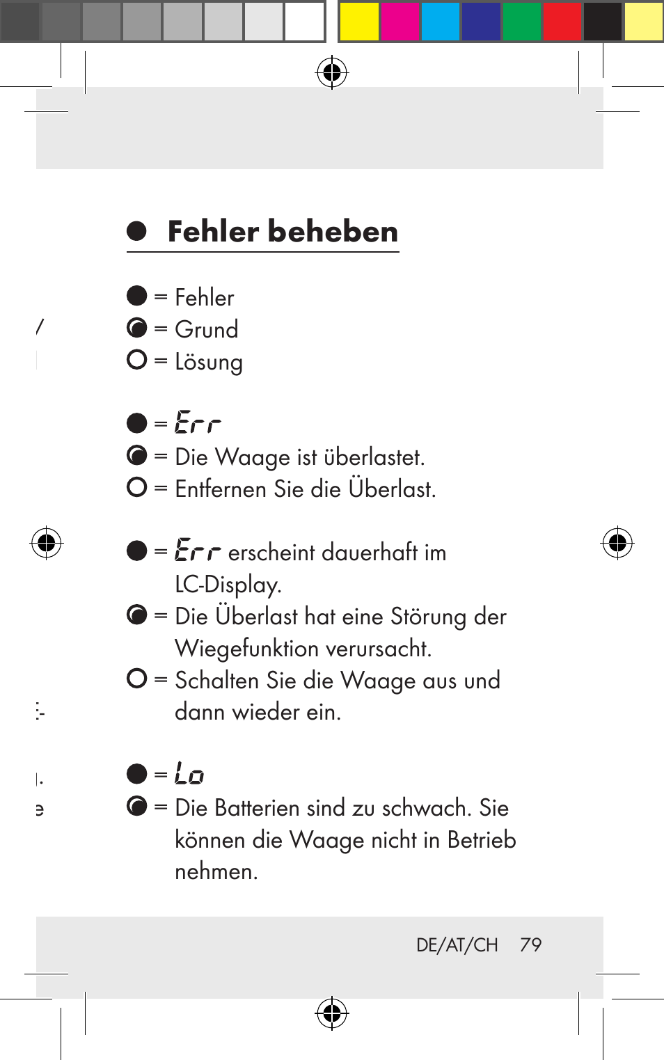 Gewichtseinheit wechseln, Fehler beheben | Silvercrest Z31123 User Manual | Page 79 / 84