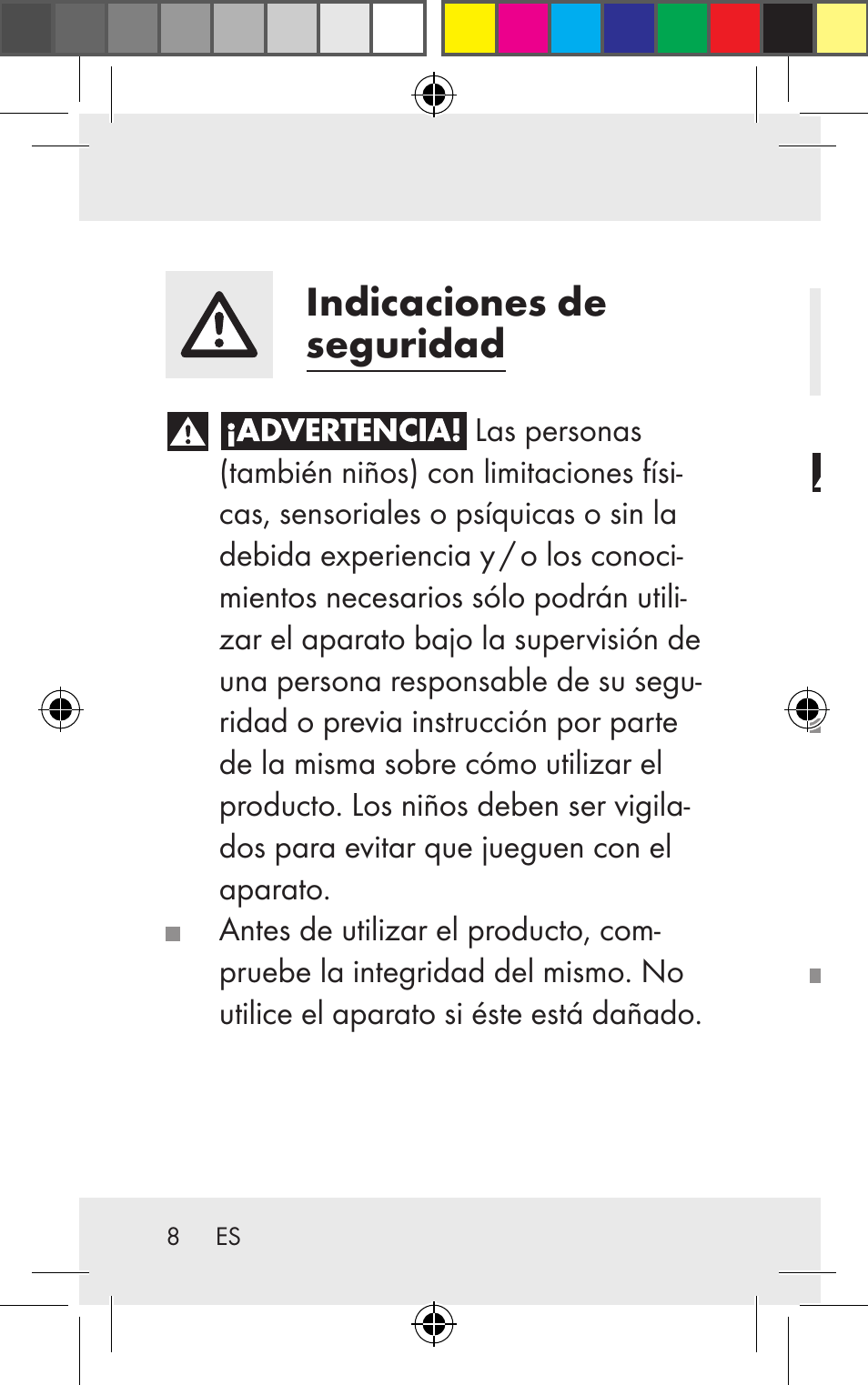 Indicaciones de seguridad acerca de las pilas, Indicaciones de seguridad | Silvercrest Z31123 User Manual | Page 8 / 84