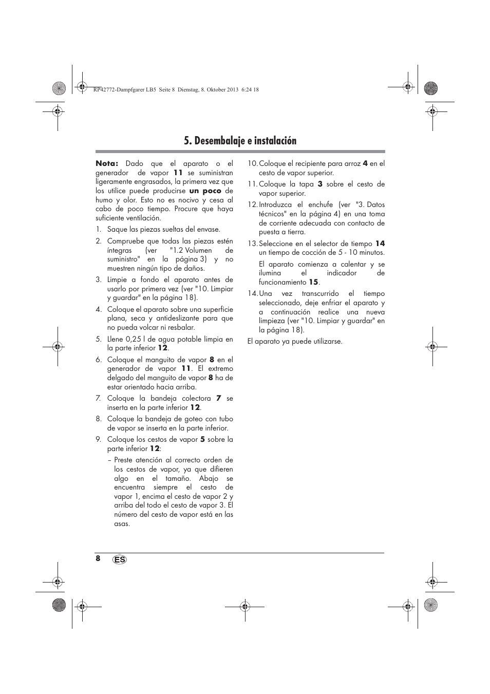 Desembalaje e instalación | Silvercrest SDG 800 B2 User Manual | Page 10 / 98