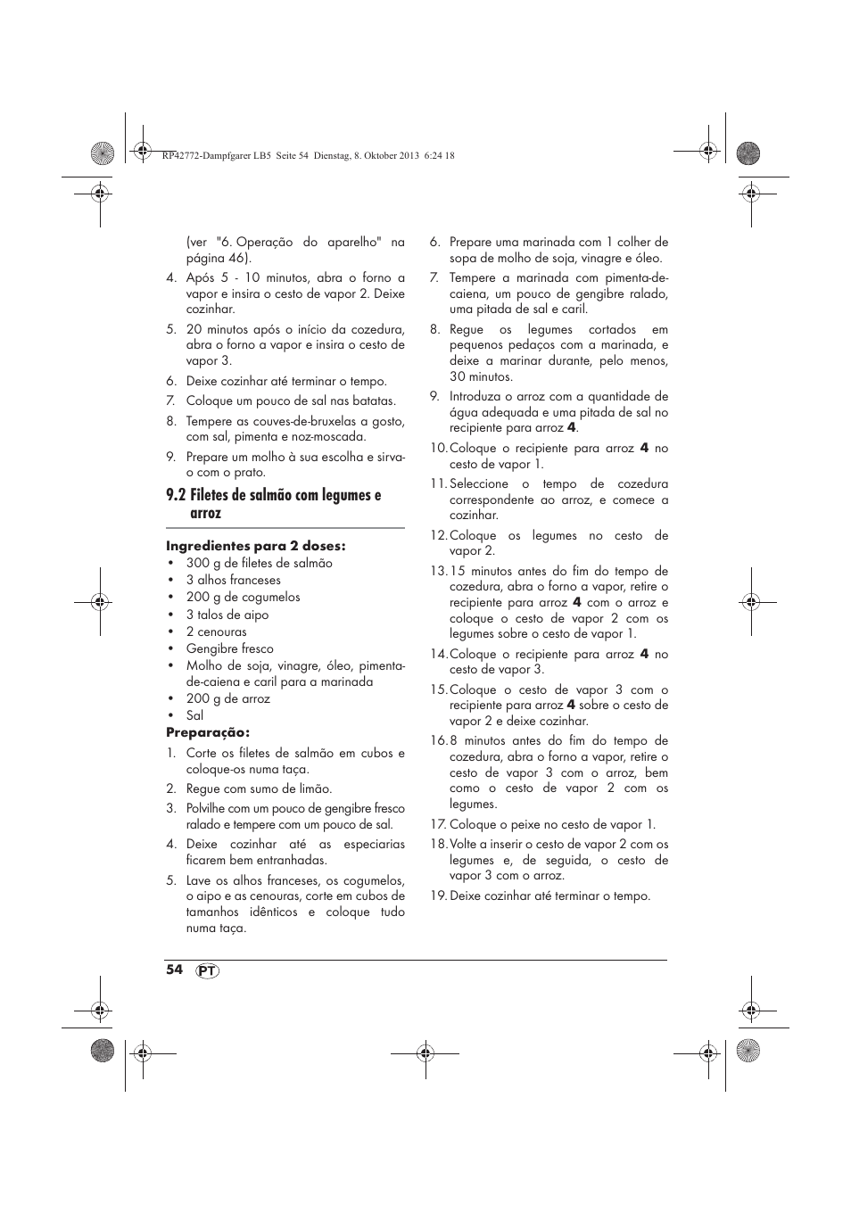 2 filetes de salmão com legumes e arroz | Silvercrest SDG 800 B2 User Manual | Page 56 / 98
