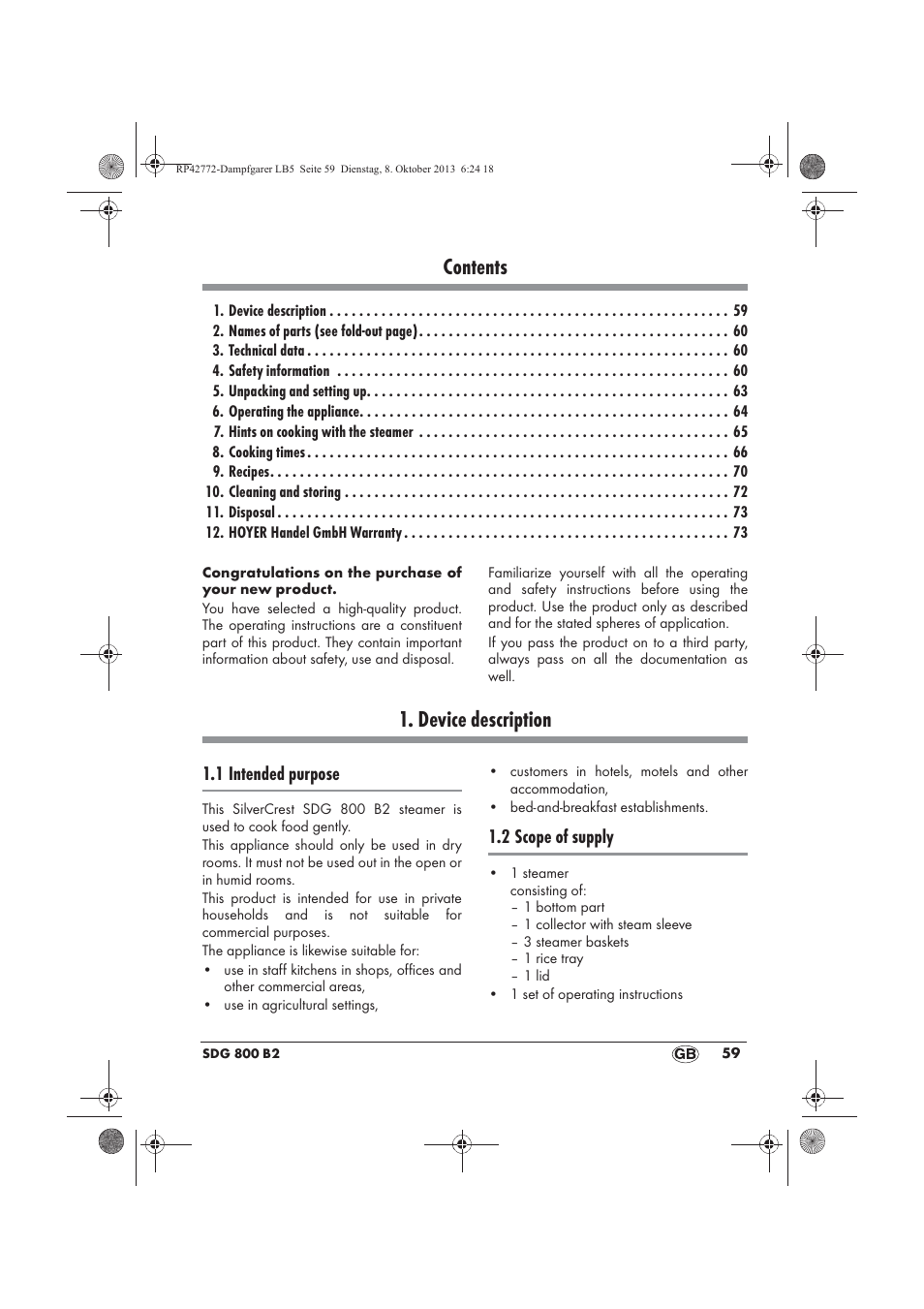 Silvercrest SDG 800 B2 User Manual | Page 61 / 98