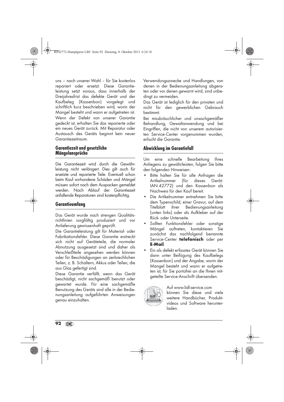 Silvercrest SDG 800 B2 User Manual | Page 94 / 98