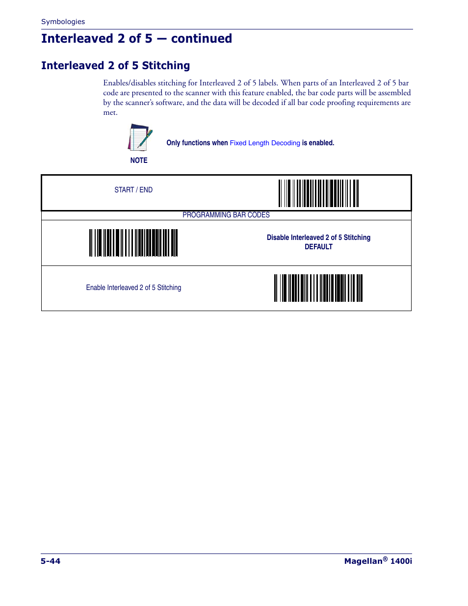 Interleaved 2 of 5 — continued, Interleaved 2 of 5 stitching | Datalogic Scanning MAGELLAN 1400I User Manual | Page 120 / 180