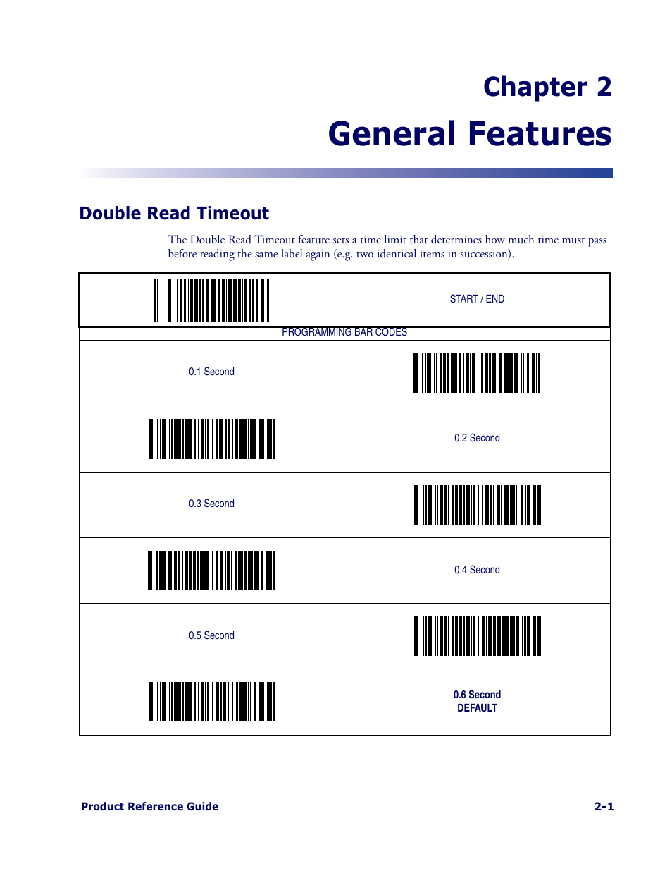 General features, Chapter 2, Double read timeout | Datalogic Scanning MAGELLAN 1400I User Manual | Page 13 / 180