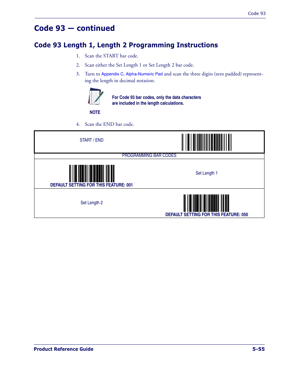 Code 93 — continued | Datalogic Scanning MAGELLAN 1400I User Manual | Page 131 / 180