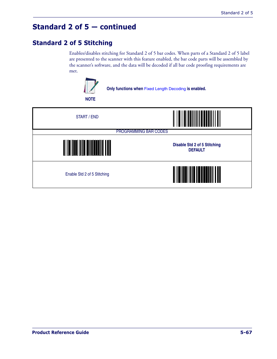 Standard 2 of 5 — continued, Standard 2 of 5 stitching | Datalogic Scanning MAGELLAN 1400I User Manual | Page 143 / 180
