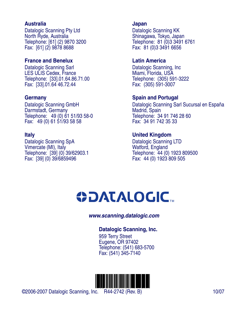 Datalogic Scanning MAGELLAN 1400I User Manual | Page 180 / 180