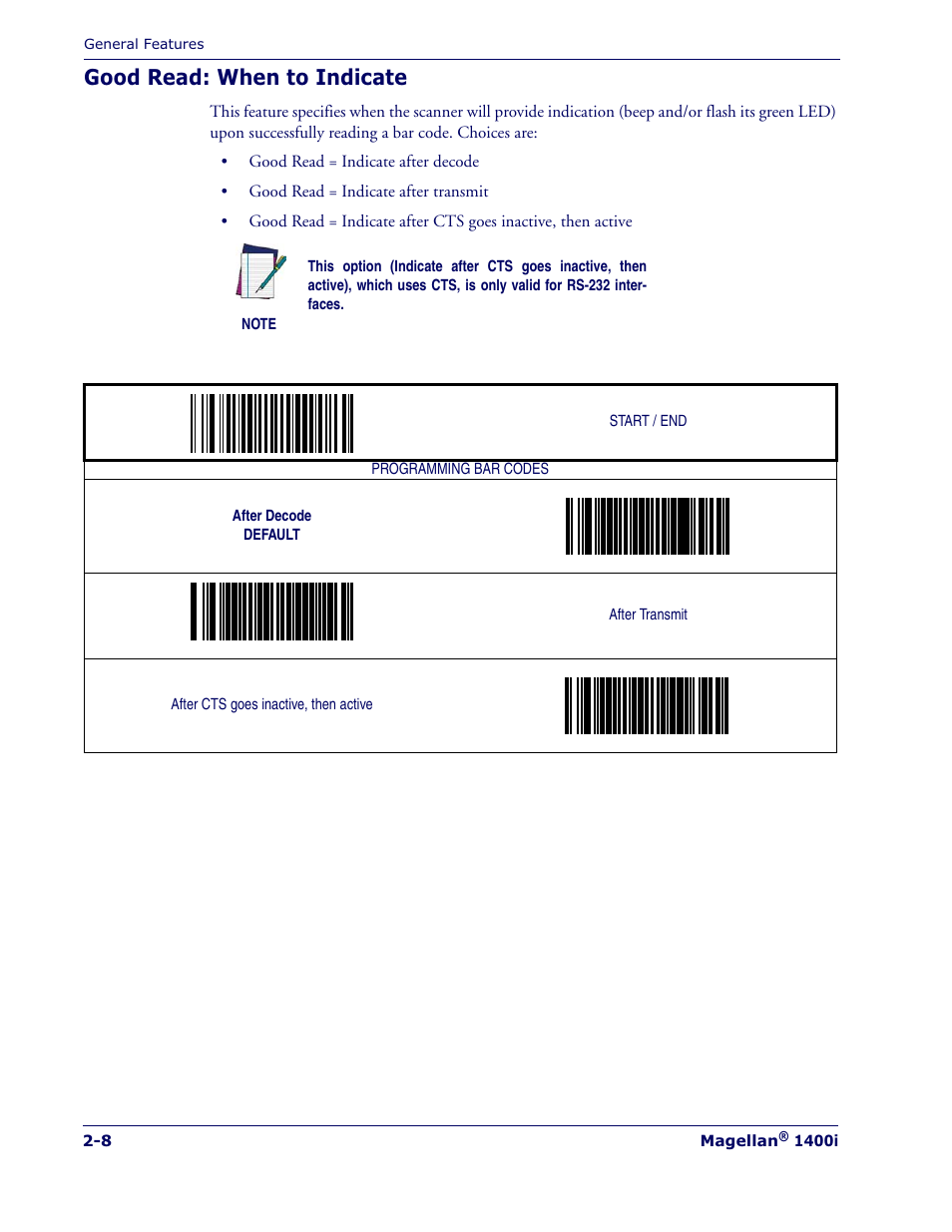 Good read: when to indicate | Datalogic Scanning MAGELLAN 1400I User Manual | Page 20 / 180
