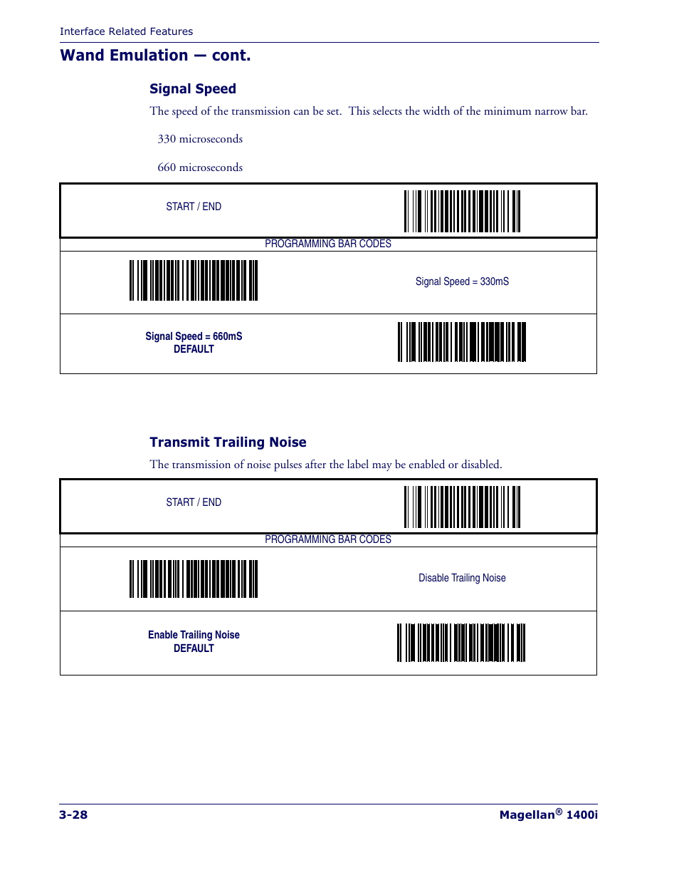 Wand emulation — cont | Datalogic Scanning MAGELLAN 1400I User Manual | Page 56 / 180