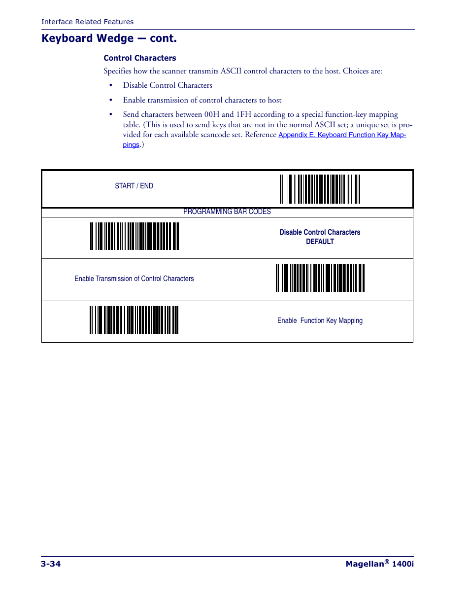 Keyboard wedge — cont | Datalogic Scanning MAGELLAN 1400I User Manual | Page 62 / 180