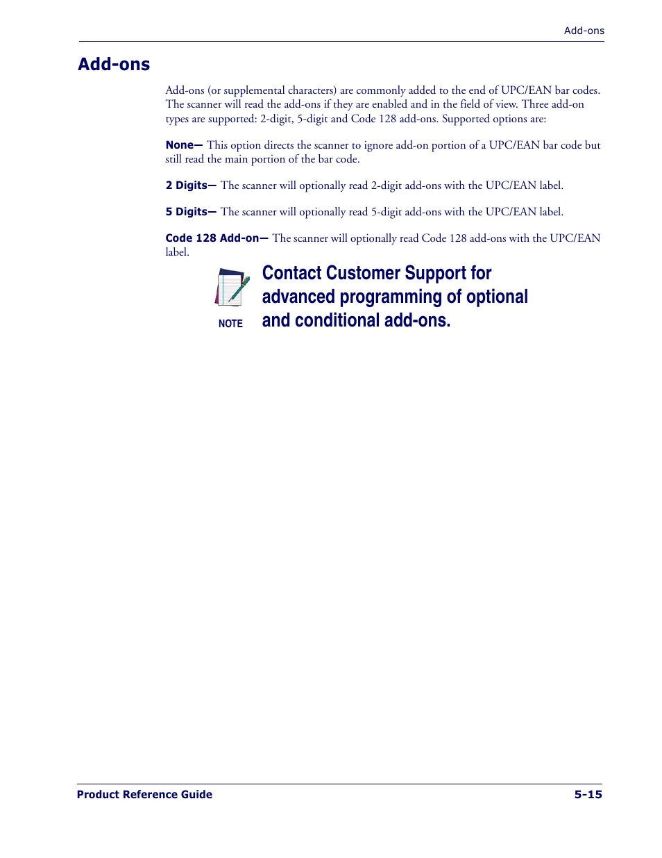 Add-ons | Datalogic Scanning MAGELLAN 1400I User Manual | Page 91 / 180