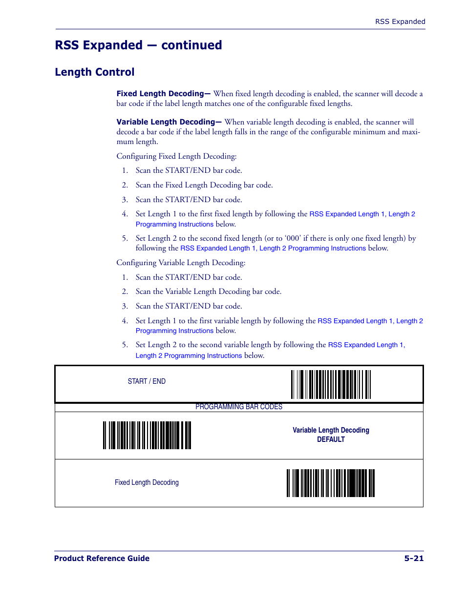 Rss expanded — continued, Length control | Datalogic Scanning MAGELLAN 1400I User Manual | Page 97 / 180