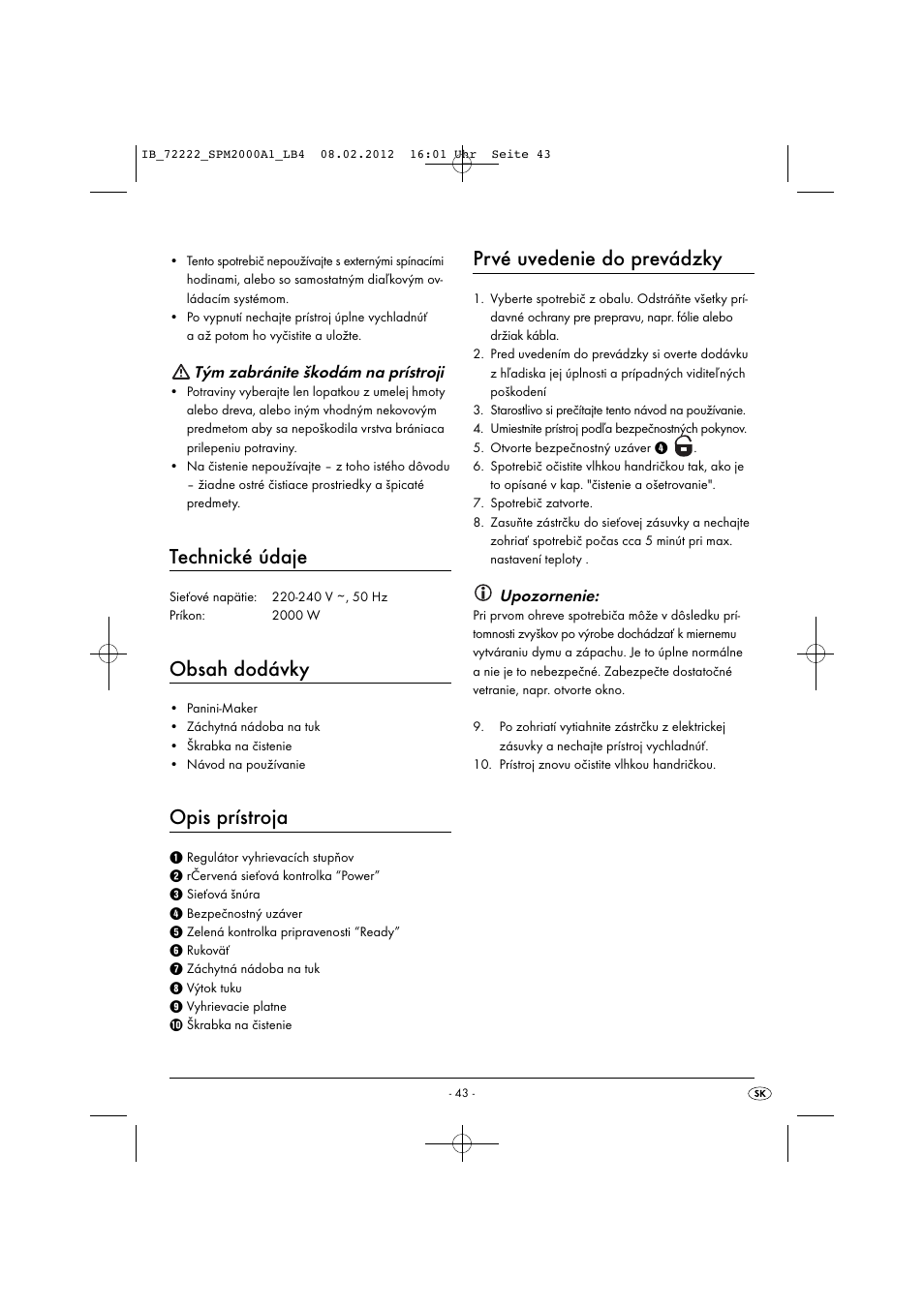 Silvercrest SPM 2000 A1 User Manual | Page 45 / 58