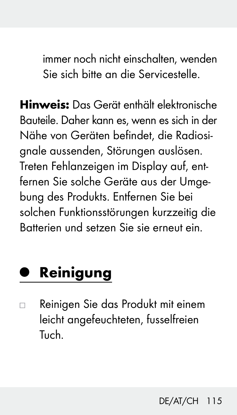 Reinigung | Silvercrest Z31894 User Manual | Page 115 / 120