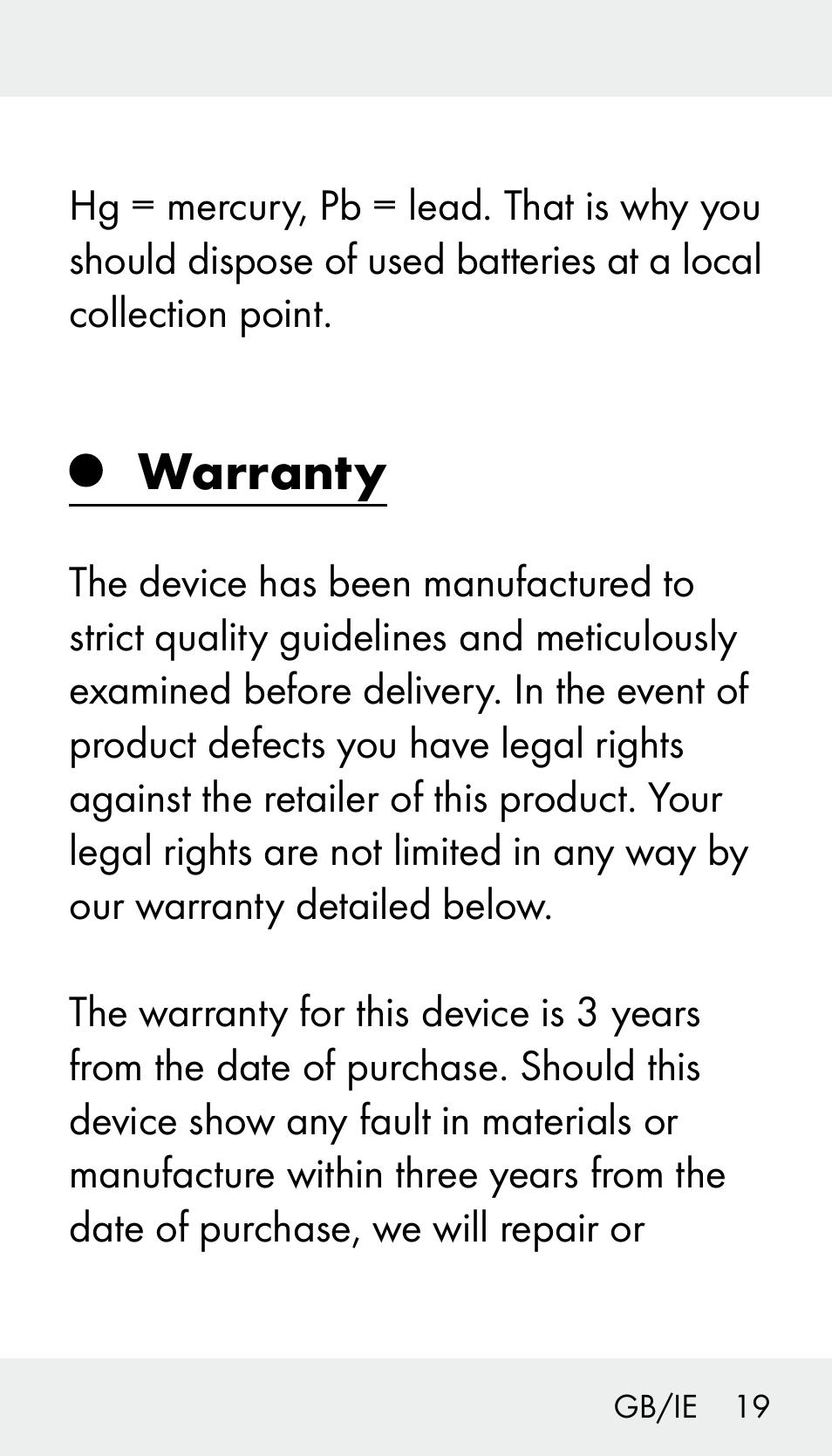 Warranty | Silvercrest Z31894 User Manual | Page 19 / 120