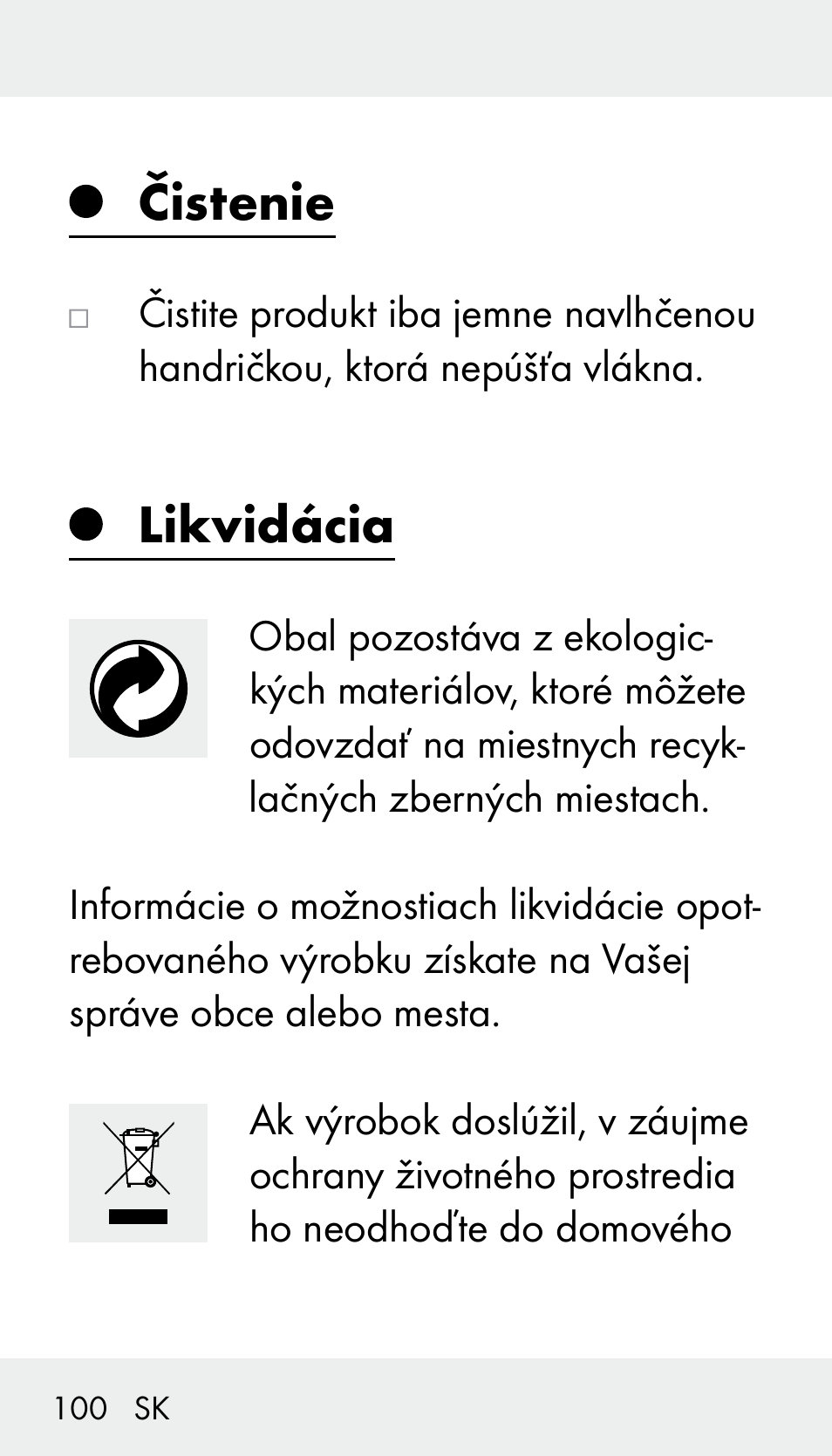 Čistenie, Likvidácia | Silvercrest Z31894 User Manual | Page 100 / 122