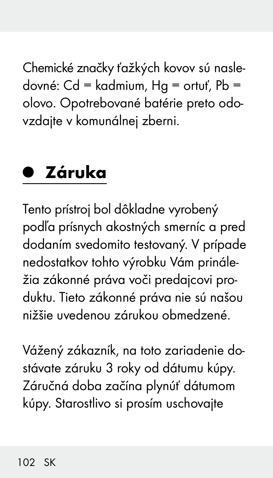 Záruka | Silvercrest Z31894 User Manual | Page 102 / 122