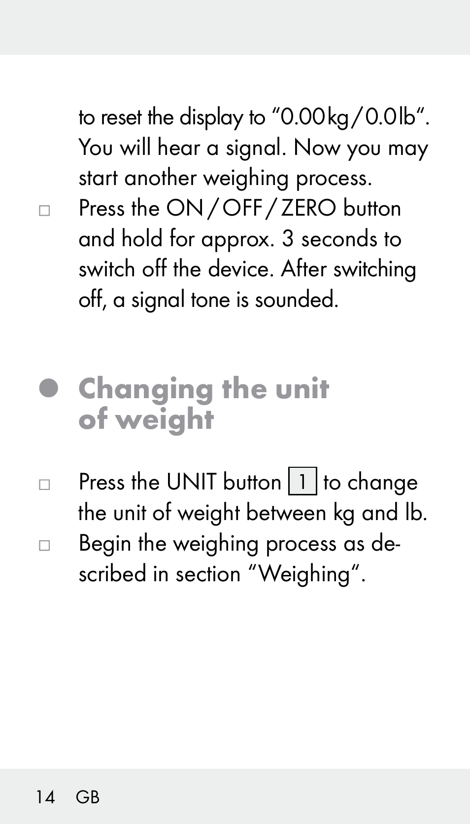 Changing the unit of weight | Silvercrest Z31894 User Manual | Page 14 / 122