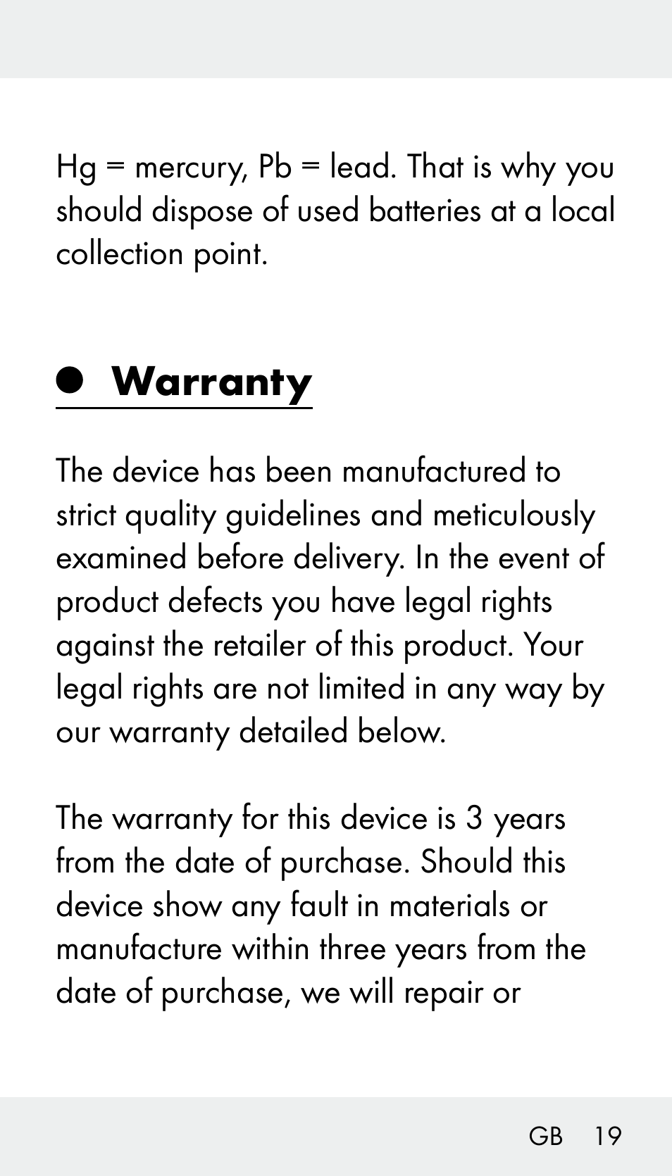 Warranty | Silvercrest Z31894 User Manual | Page 19 / 122