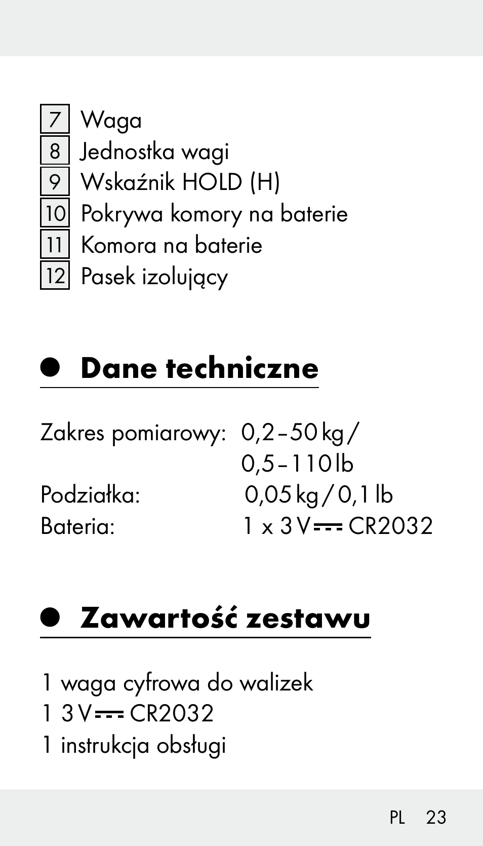 Dane techniczne, Zawartość zestawu | Silvercrest Z31894 User Manual | Page 23 / 122