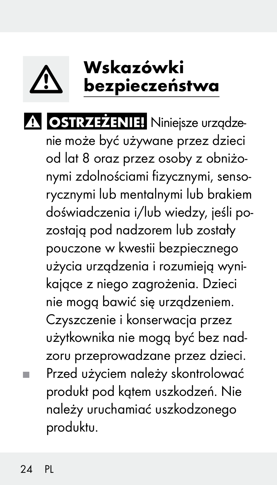 Wskazówki bezpieczeństwa | Silvercrest Z31894 User Manual | Page 24 / 122