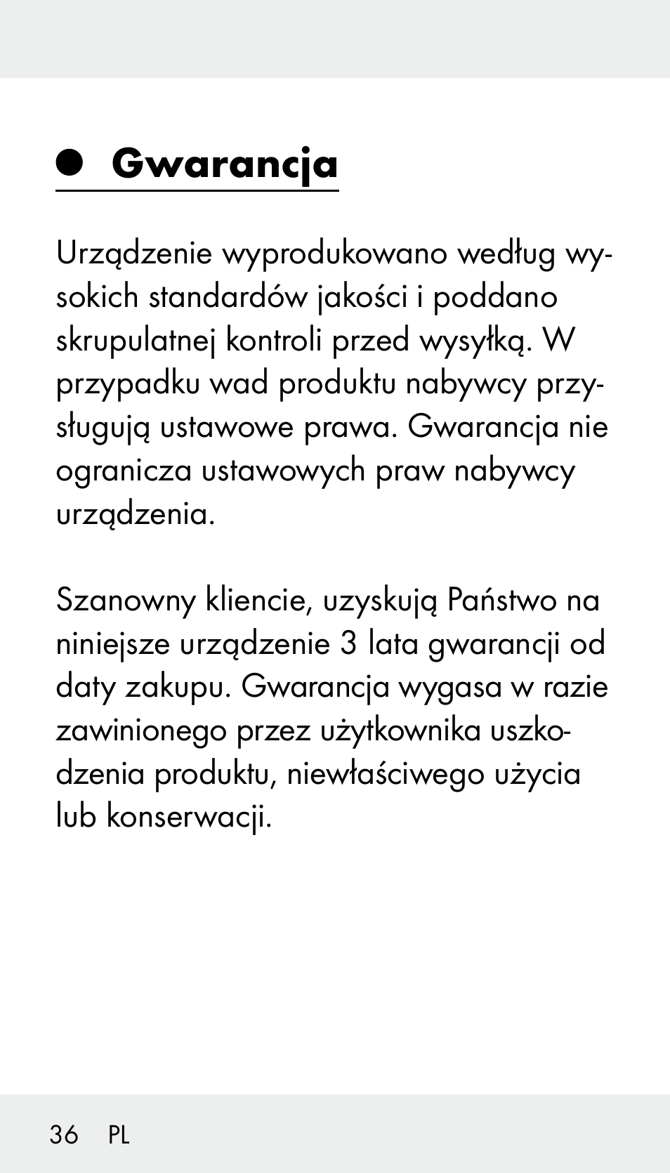 Gwarancja | Silvercrest Z31894 User Manual | Page 36 / 122