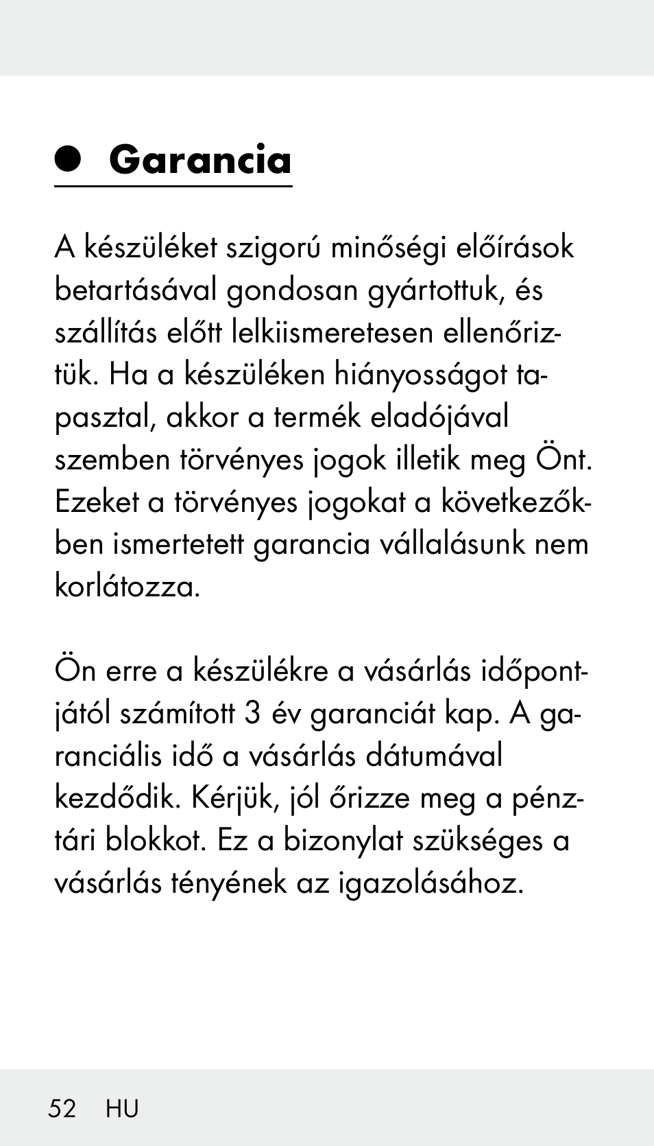 Garancia | Silvercrest Z31894 User Manual | Page 52 / 122