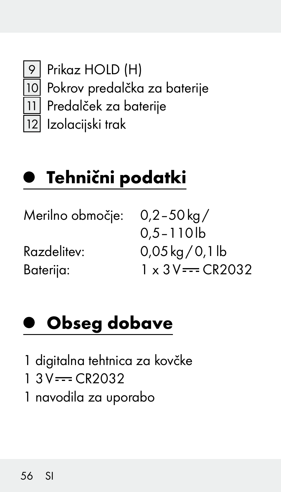 Tehnični podatki, Obseg dobave | Silvercrest Z31894 User Manual | Page 56 / 122