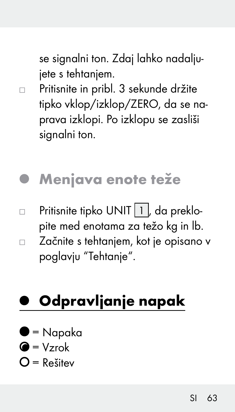 Odpravljanje napak | Silvercrest Z31894 User Manual | Page 63 / 122