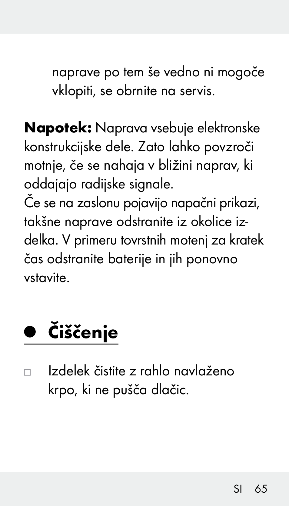 Čiščenje | Silvercrest Z31894 User Manual | Page 65 / 122