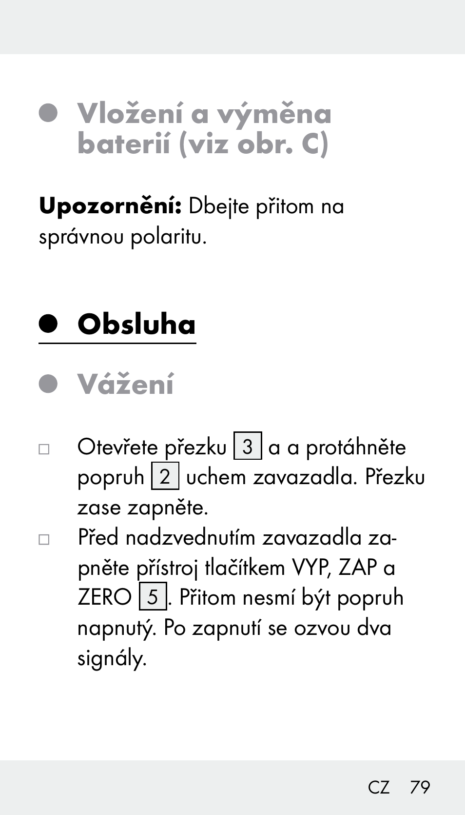 Vložení a výměna baterií (viz obr. c), Obsluha vážení | Silvercrest Z31894 User Manual | Page 79 / 122