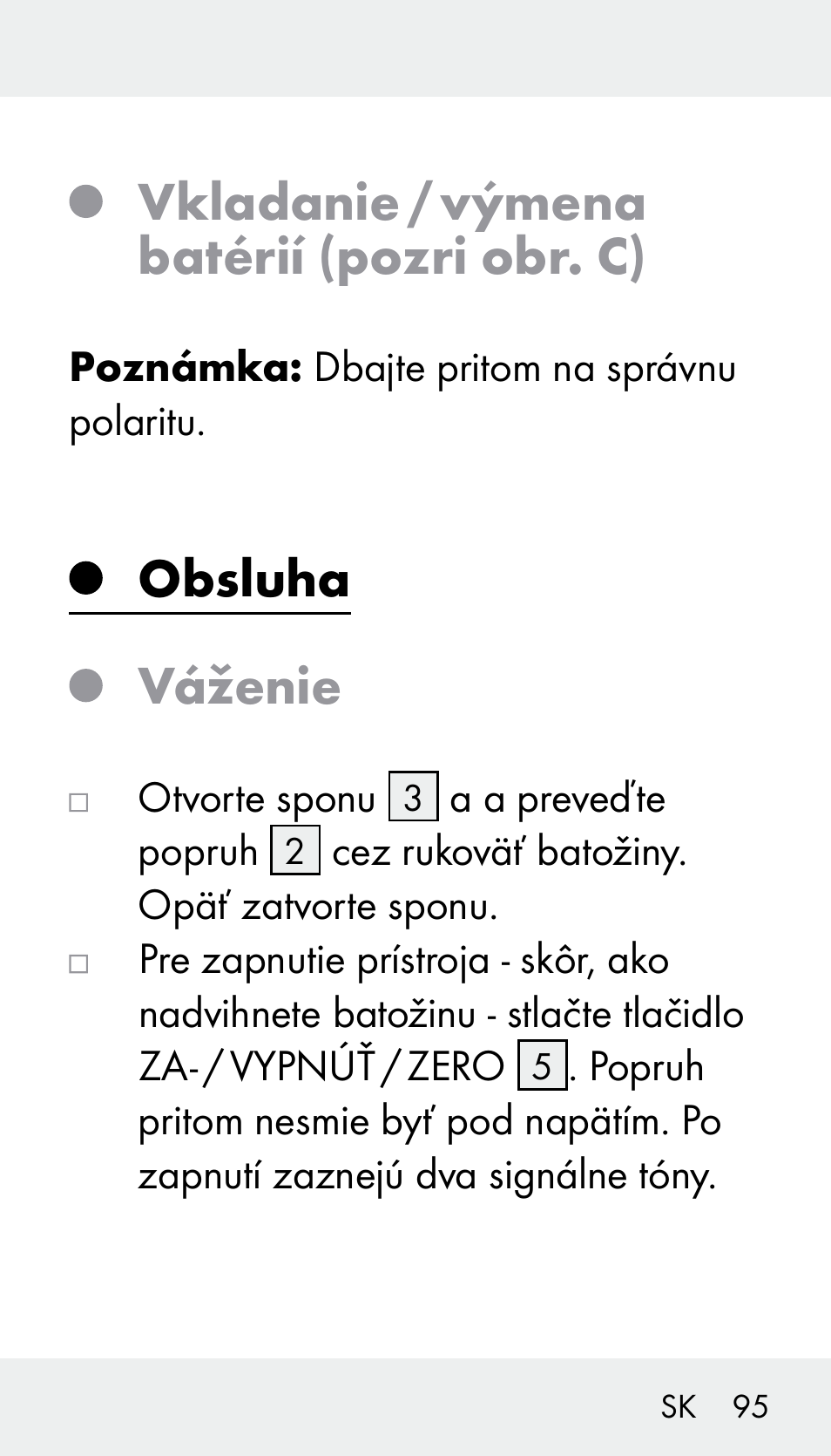 Vkladanie / výmena batérií (pozri obr. c), Obsluha váženie | Silvercrest Z31894 User Manual | Page 95 / 122