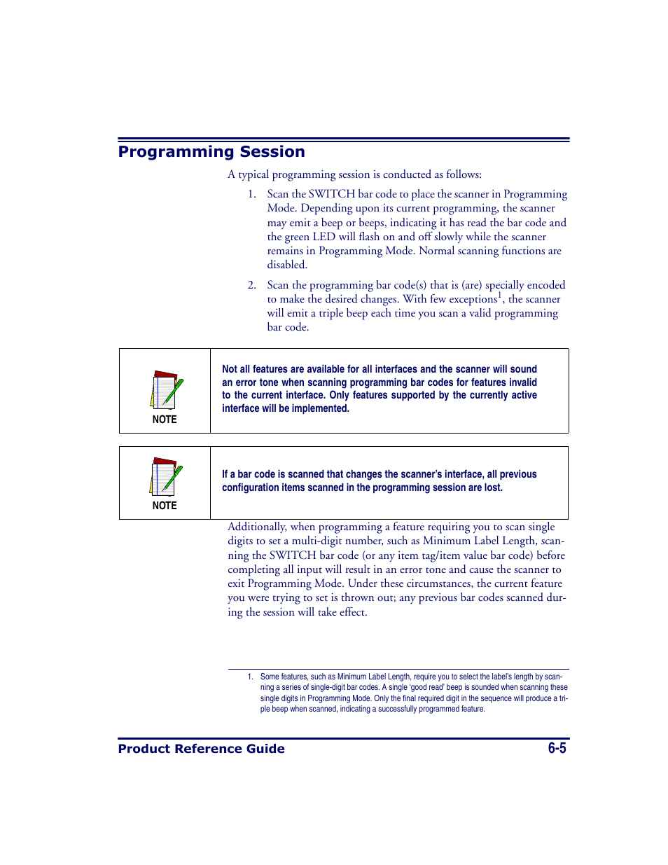 Programming session, Programming session -5, 5 programming session | Datalogic Scanning MAGELLAN 8500 User Manual | Page 111 / 436