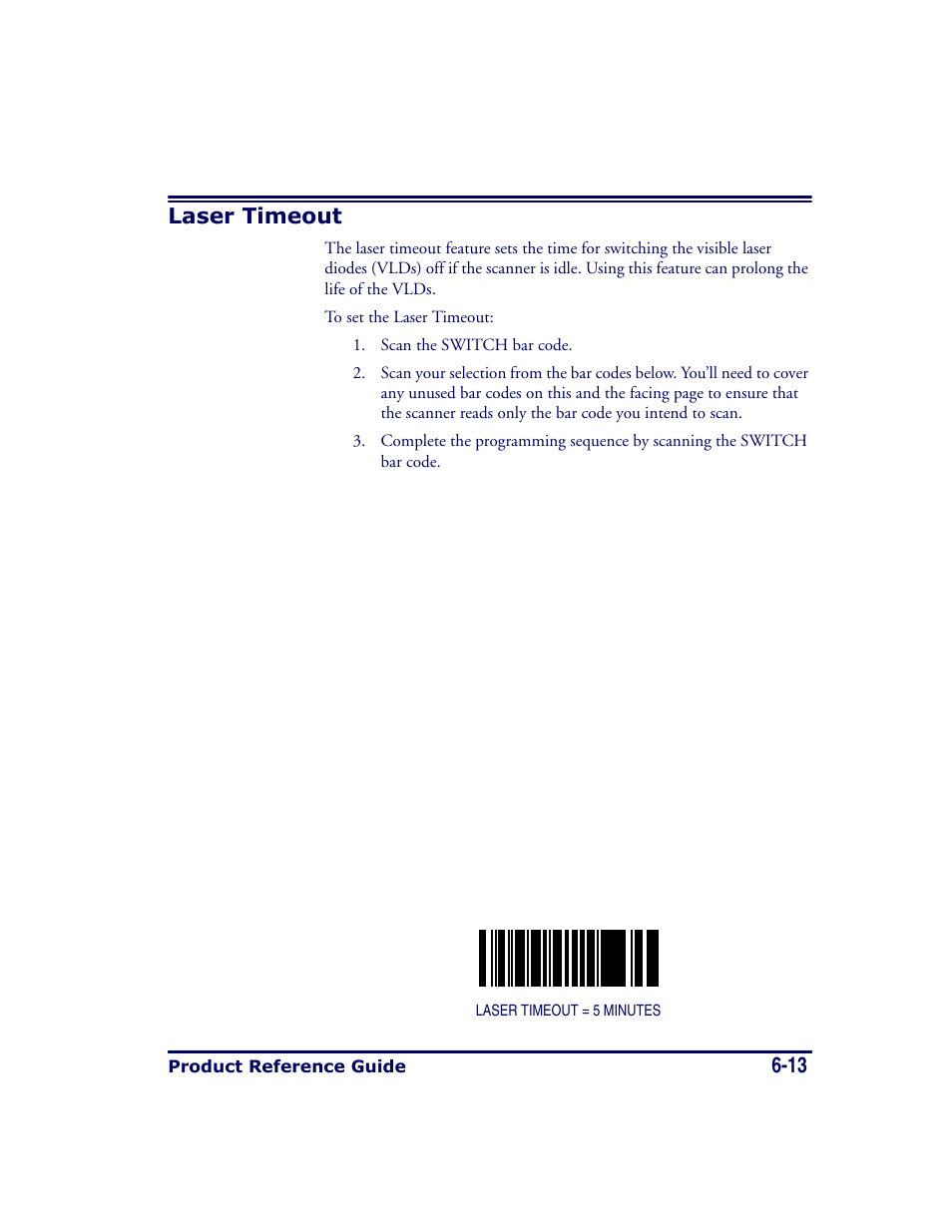 Laser timeout, Laser timeout -13, 13 laser timeout | Datalogic Scanning MAGELLAN 8500 User Manual | Page 119 / 436