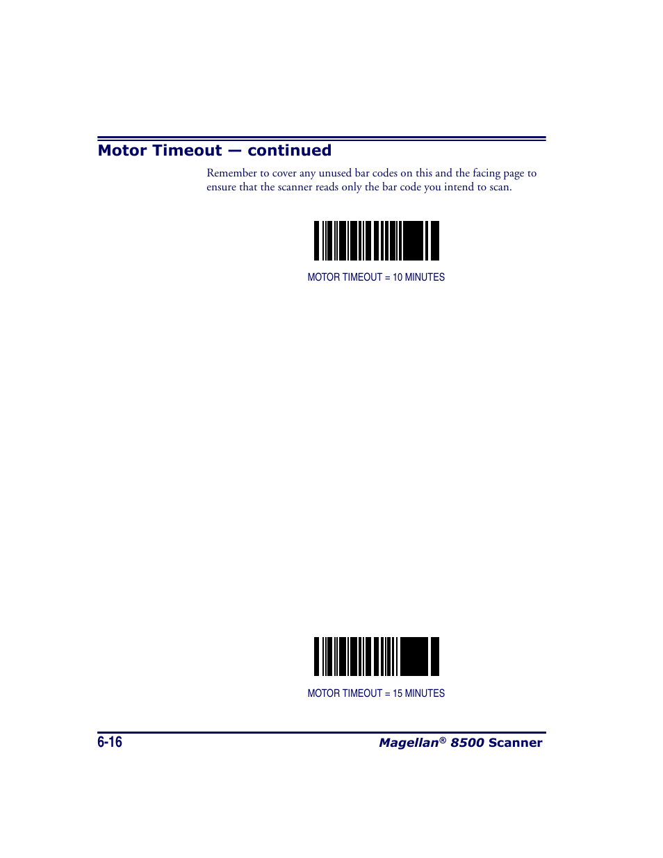 Motor timeout — continued | Datalogic Scanning MAGELLAN 8500 User Manual | Page 122 / 436