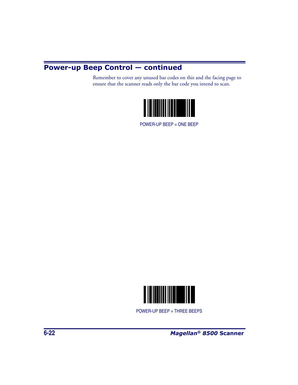 Power-up beep control — continued | Datalogic Scanning MAGELLAN 8500 User Manual | Page 128 / 436