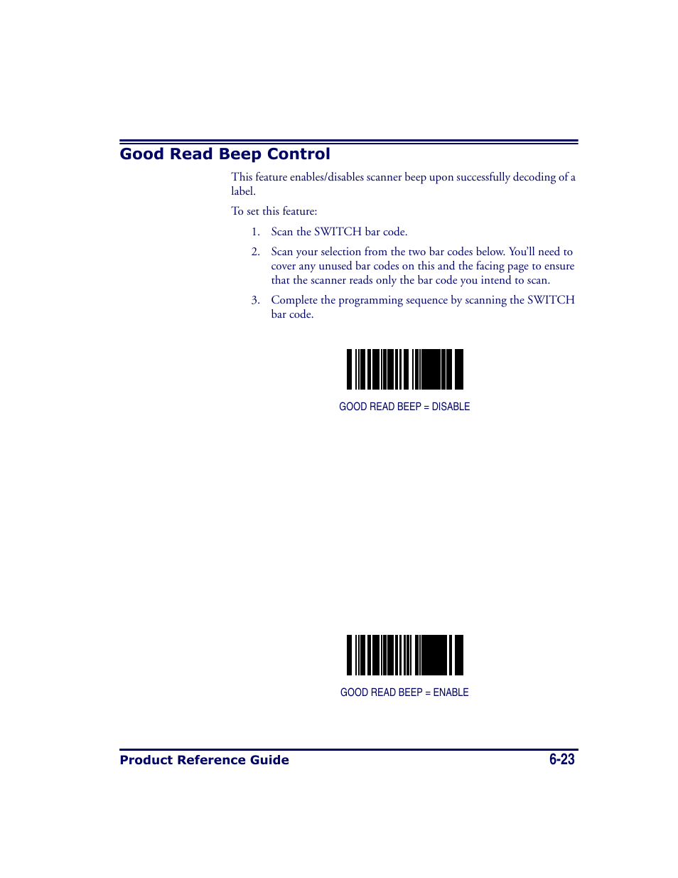 Good read beep control, Good read beep control -23, 23 good read beep control | Datalogic Scanning MAGELLAN 8500 User Manual | Page 129 / 436