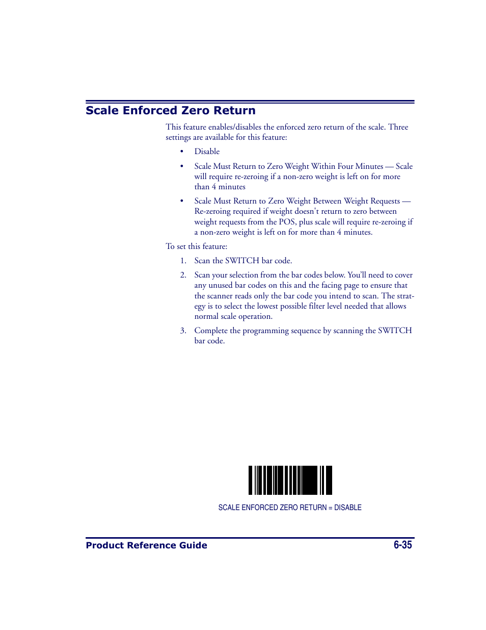 Scale enforced zero return, Scale enforced zero return -35, 35 scale enforced zero return | Datalogic Scanning MAGELLAN 8500 User Manual | Page 141 / 436