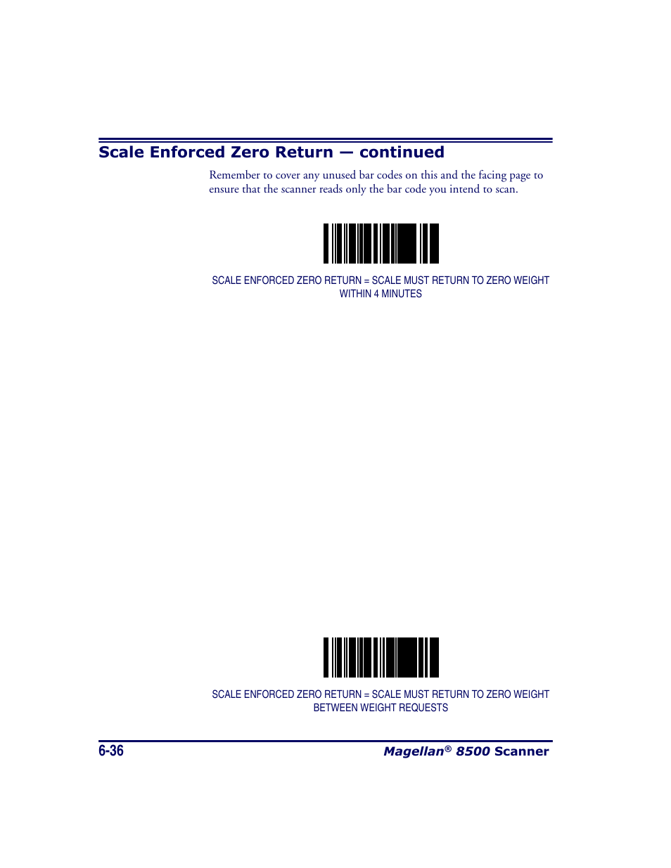 Scale enforced zero return — continued | Datalogic Scanning MAGELLAN 8500 User Manual | Page 142 / 436