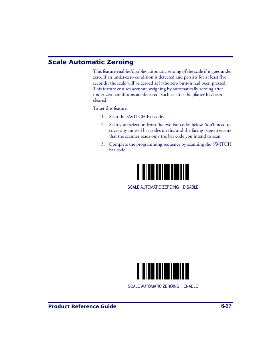 Scale automatic zeroing, Scale automatic zeroing -37, 37 scale automatic zeroing | Datalogic Scanning MAGELLAN 8500 User Manual | Page 143 / 436