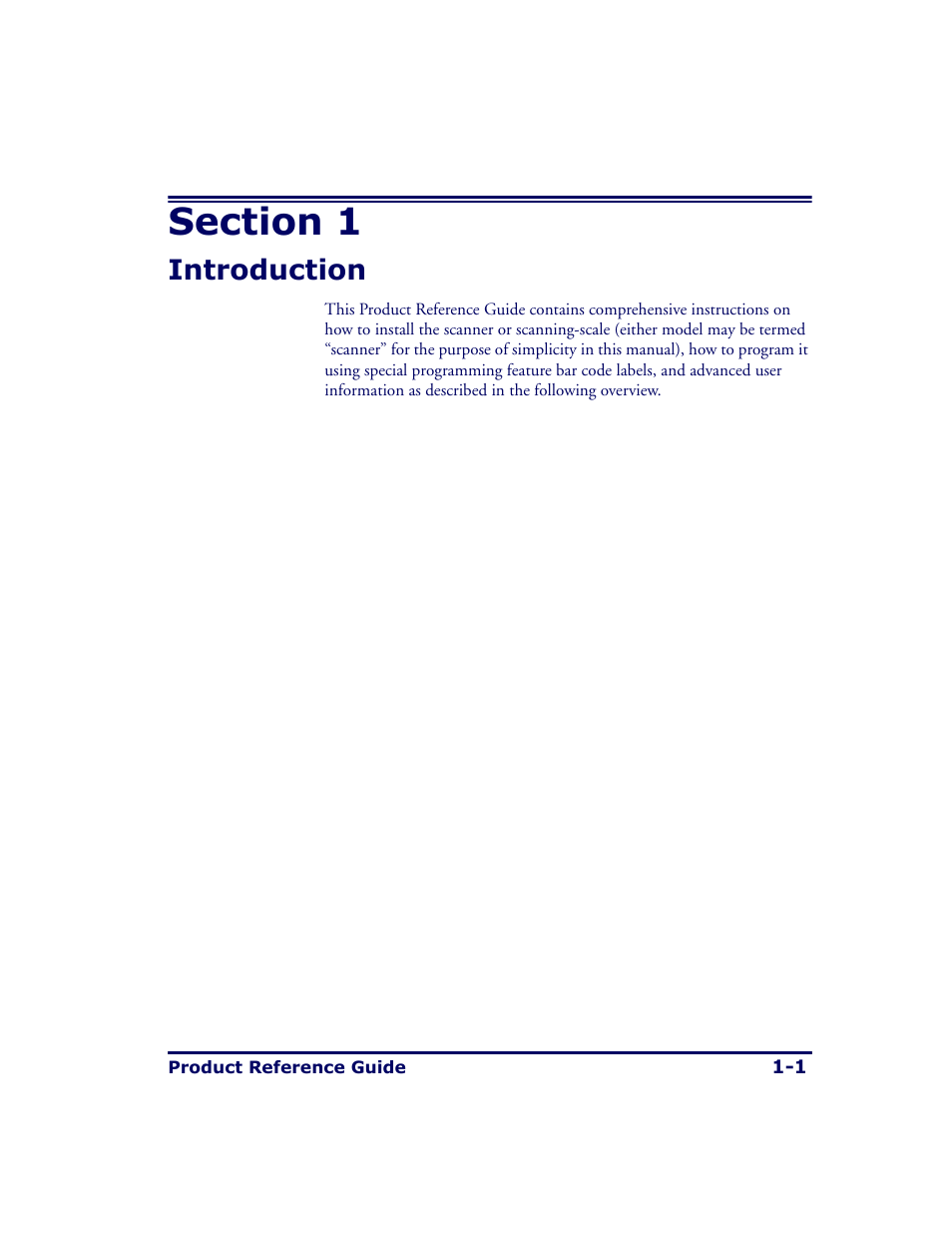 Introduction, Section 1. introduction -1 | Datalogic Scanning MAGELLAN 8500 User Manual | Page 15 / 436