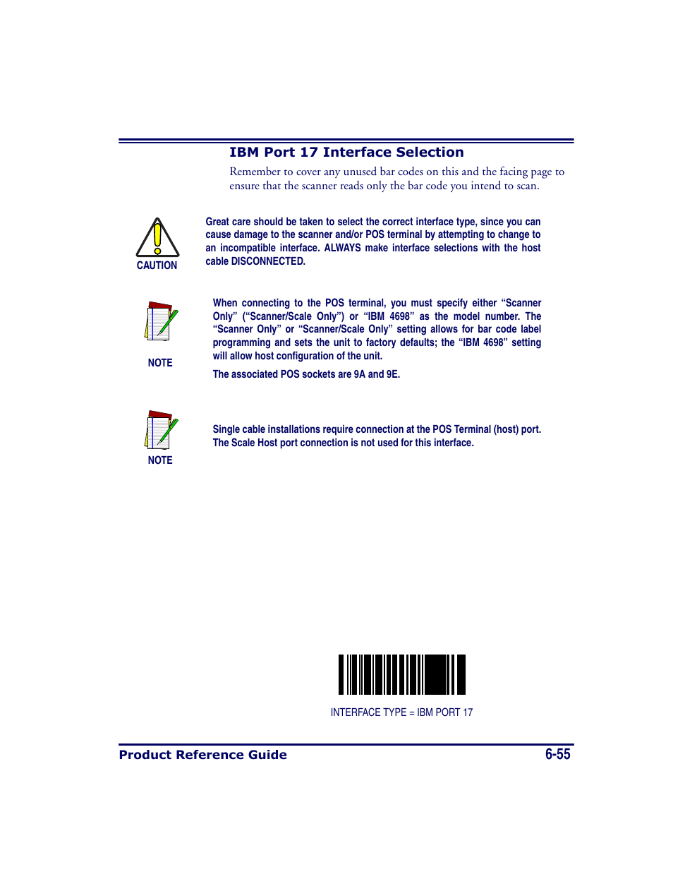 Ibm port 17 interface selection, Ibm port 17 interface selection -55 | Datalogic Scanning MAGELLAN 8500 User Manual | Page 161 / 436