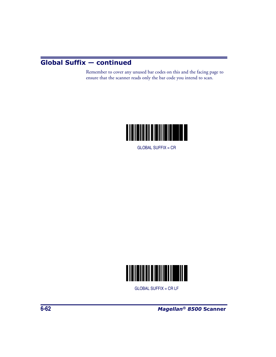 Global suffix — continued | Datalogic Scanning MAGELLAN 8500 User Manual | Page 168 / 436