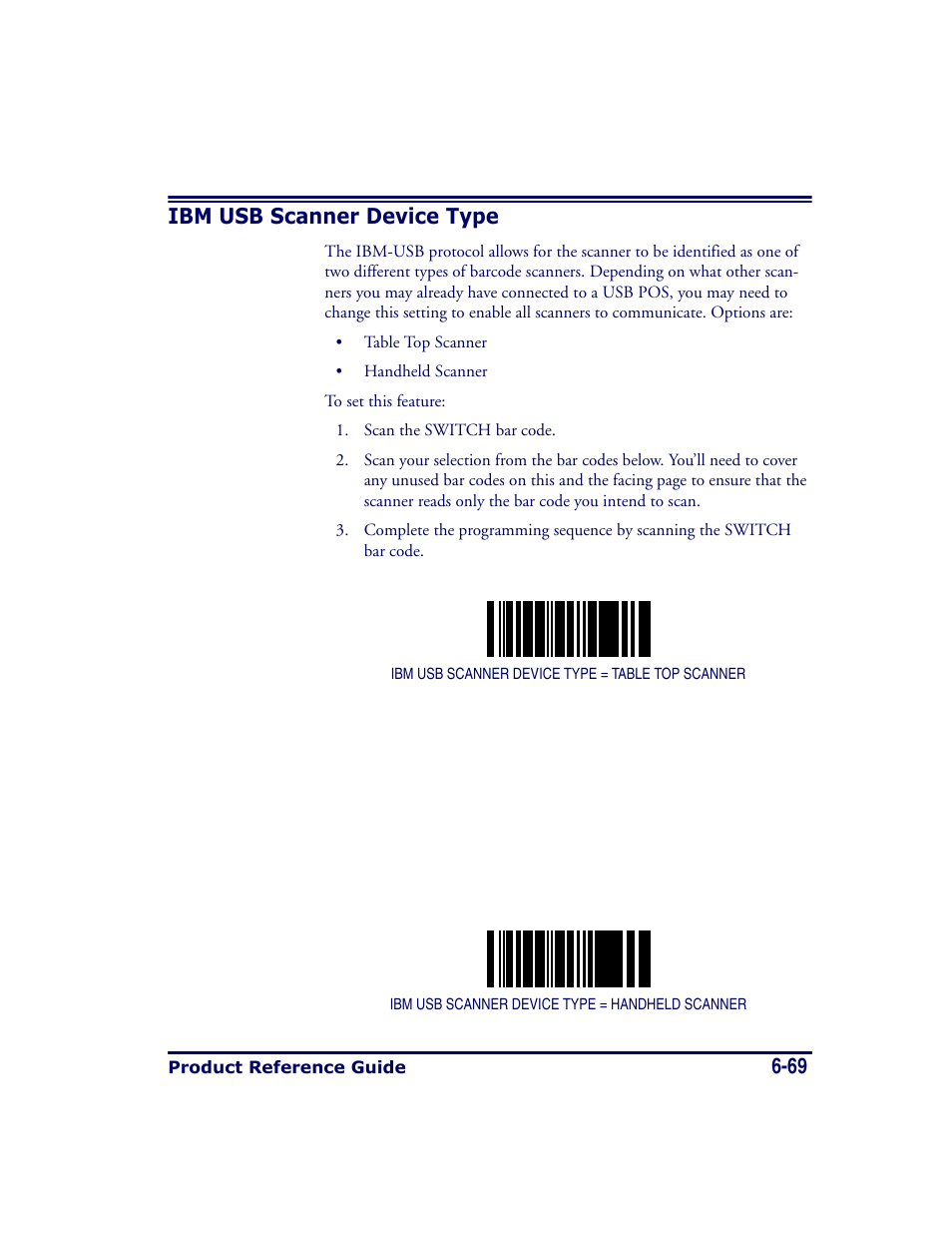 Ibm usb scanner device type, Ibm usb scanner device type -69, 69 ibm usb scanner device type | Datalogic Scanning MAGELLAN 8500 User Manual | Page 175 / 436