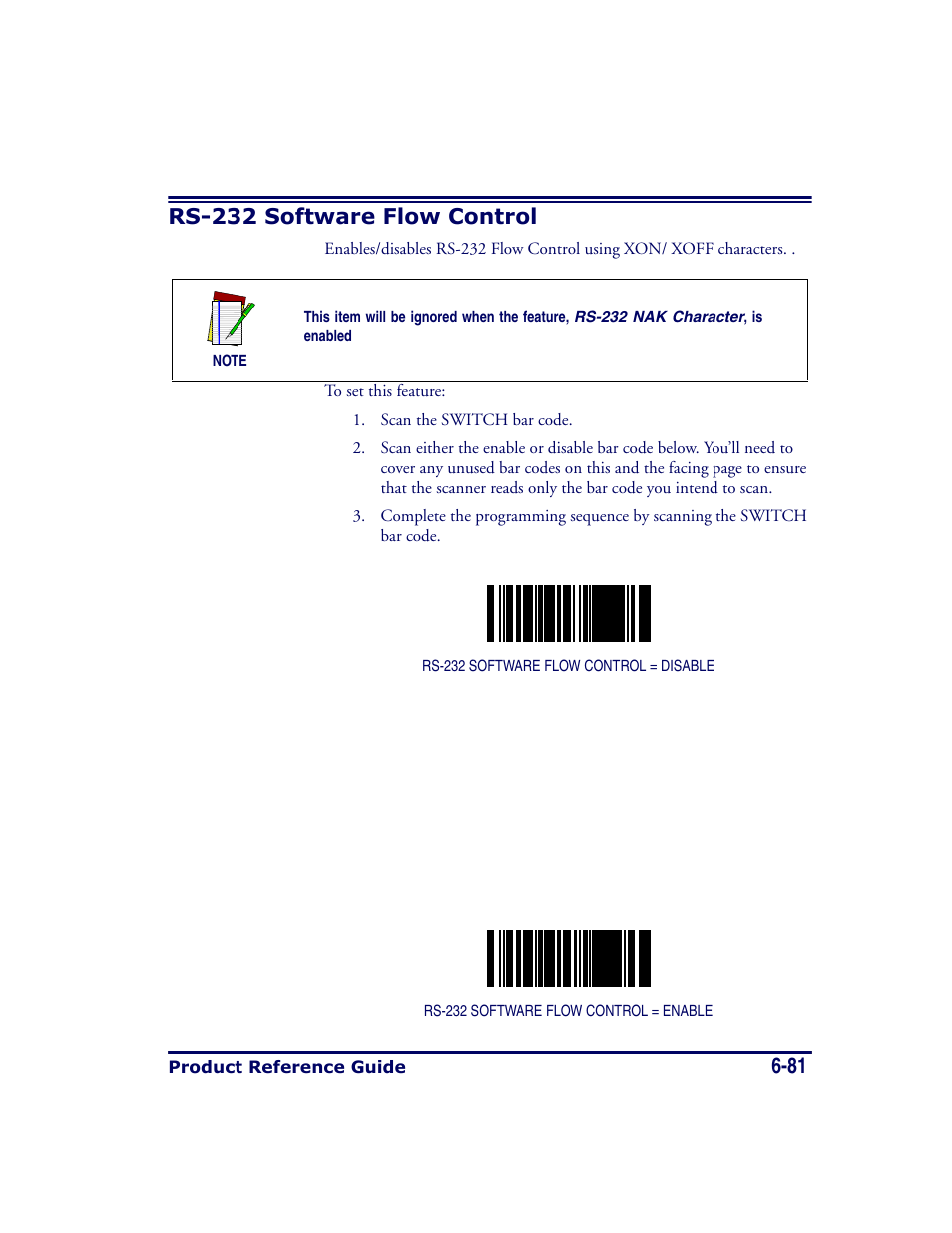 Rs-232 software flow control, Rs-232 software flow control -81 | Datalogic Scanning MAGELLAN 8500 User Manual | Page 187 / 436