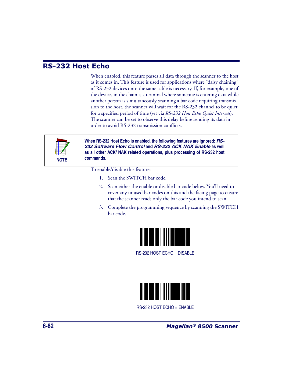 Rs-232 host echo, Rs-232 host echo -82 | Datalogic Scanning MAGELLAN 8500 User Manual | Page 188 / 436