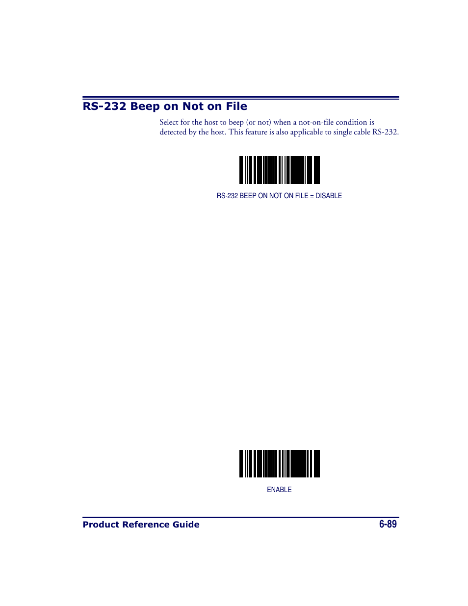 Rs-232 beep on not on file, Rs-232 beep on not on file -89 | Datalogic Scanning MAGELLAN 8500 User Manual | Page 195 / 436