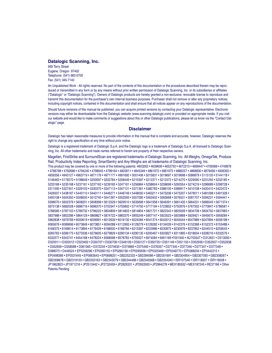 Datalogic Scanning MAGELLAN 8500 User Manual | Page 2 / 436